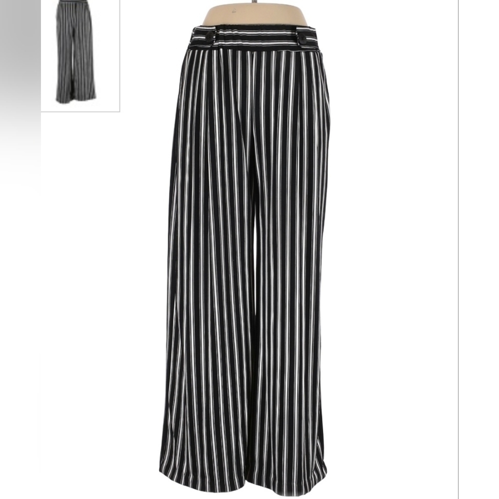 Robert Louis Black White Striped Palazzo Pants Women's Medium M Career Office